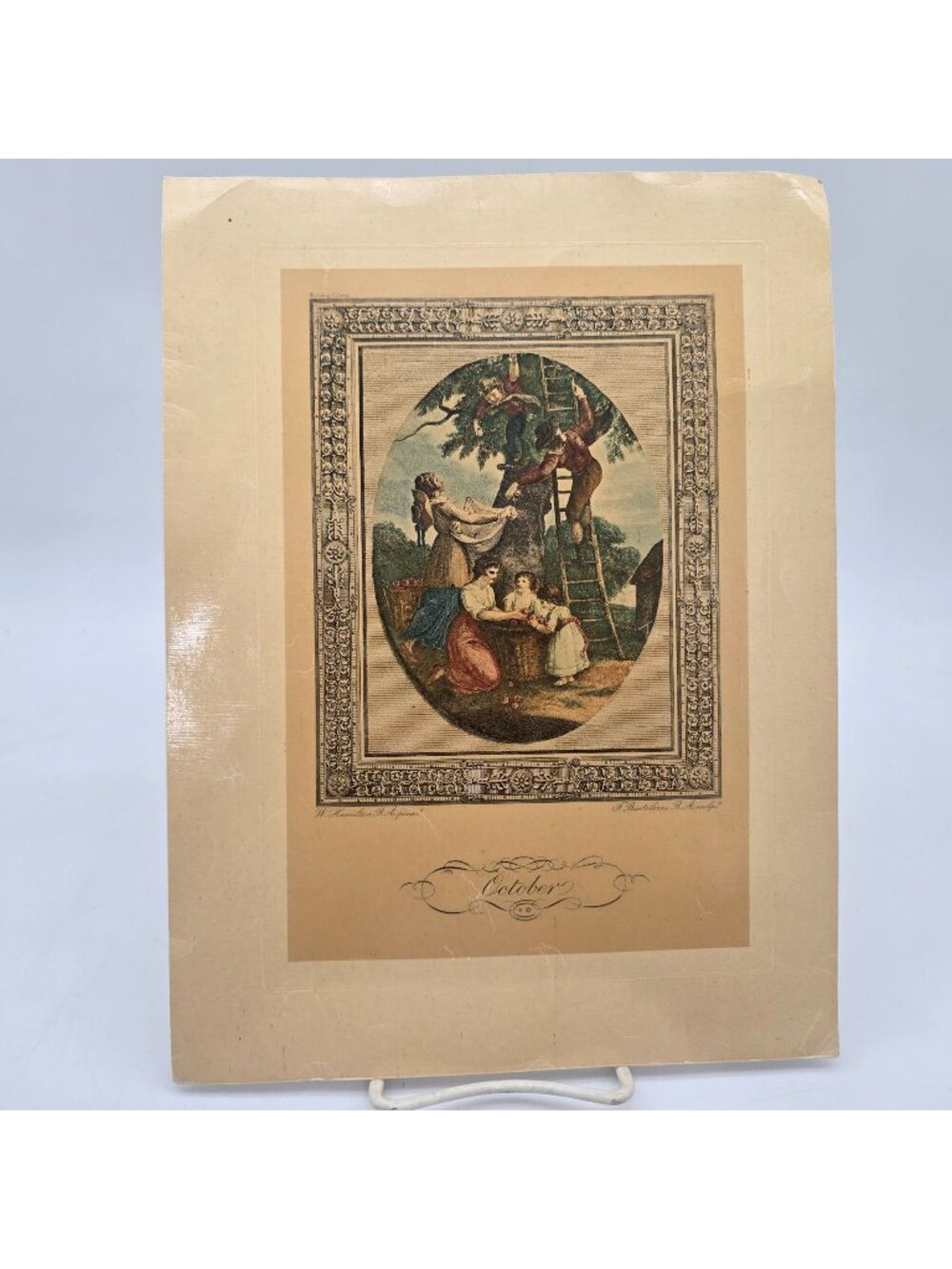 Antique Sidney Z. Lucas Print "October" By W. Hamilton & F. Bartolozzi 19th Cent